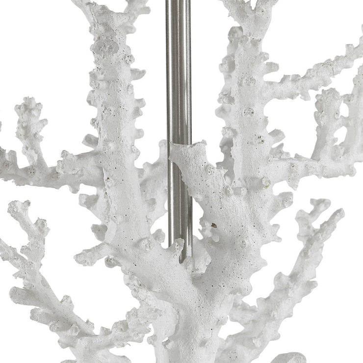 Uttermost Corallo White Coral and Crystal Table Lamp With Light Beige Linen Shade
