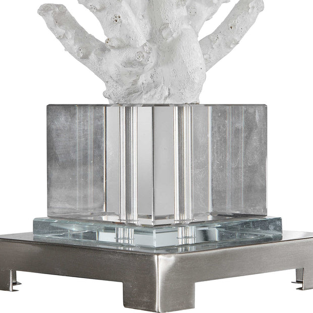 Uttermost Corallo White Coral and Crystal Table Lamp With Light Beige Linen Shade