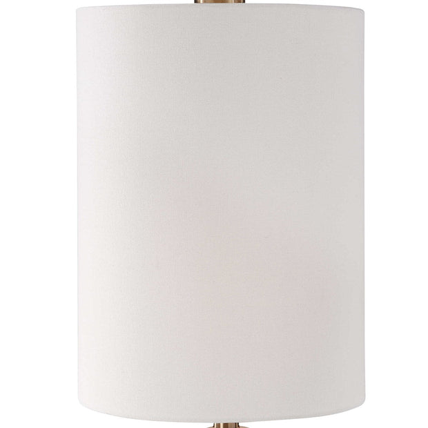 Uttermost Darrin Crackled Gray Glazed Embossed Ceramic Table Lamp With White Linen Shade