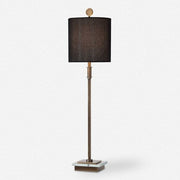 Uttermost Volante Antique Brass Iron Table Lamp With Black Linen Shade