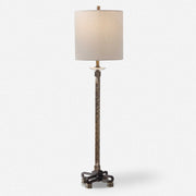 Uttermost Parnell Antiqued Brass Buffet Lamp With Beige Linen Shade