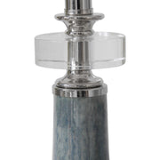 Uttermost Piers Blue Glazed Ceramic Buffet Lamp With White Linen Shade
