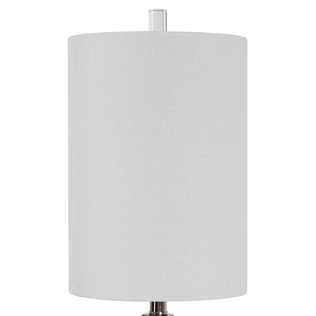 Uttermost Azaria Polished Nickel and Crystal Buffet Lamp With White Linen Shade
