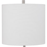 Uttermost Sussex Polished Nickel and White Marble Buffet Lamp With Linen Shade