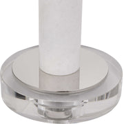 Uttermost Sussex Polished Nickel and White Marble Buffet Lamp With Linen Shade
