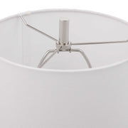 Uttermost Sussex Polished Nickel and White Marble Buffet Lamp With Linen Shade