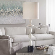 Uttermost Inverse Ivory and Black Stone Table Lamp With White Shade