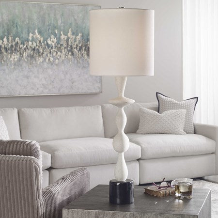 Uttermost Inverse Ivory and Black Stone Table Lamp With White Shade