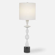 Uttermost Inverse Ivory and Black Stone Table Lamp With White Shade
