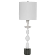 Uttermost Inverse Ivory and Black Stone Table Lamp With White Shade