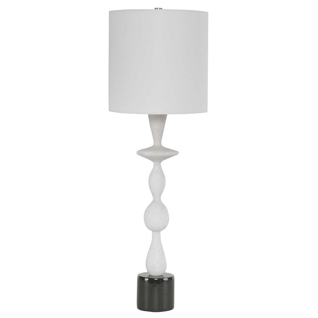Uttermost Inverse Ivory and Black Stone Table Lamp With White Shade