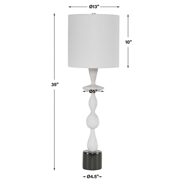 Uttermost Inverse Ivory and Black Stone Table Lamp With White Shade