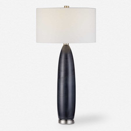Uttermost Cullen Blue Gray Glazed Ceramic Table Lamp With White Linen Shaden