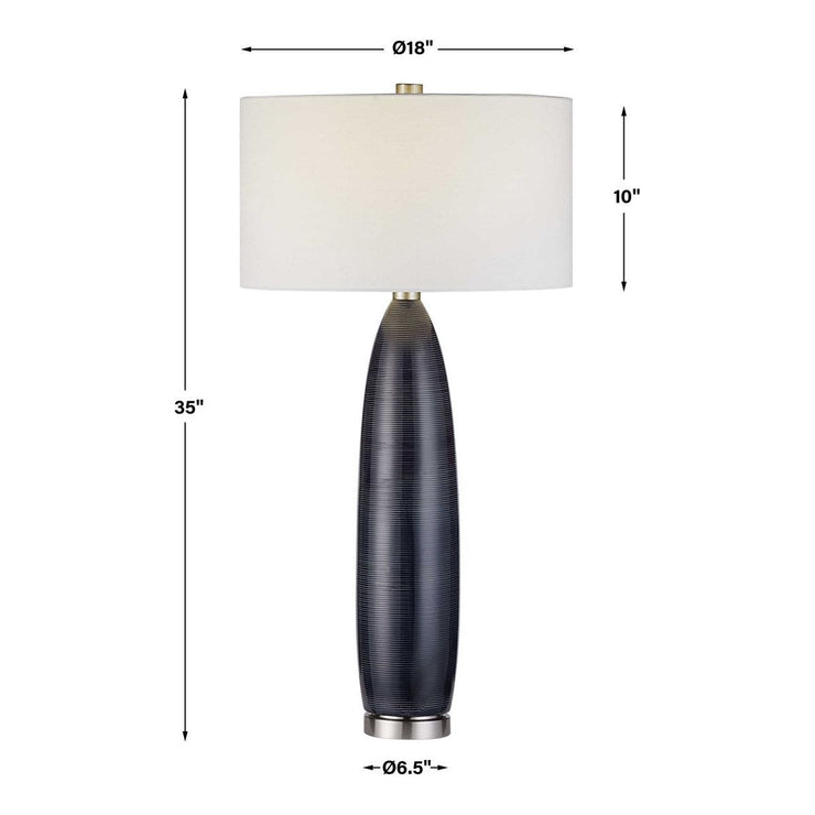 Uttermost Cullen Blue Gray Glazed Ceramic Table Lamp With White Linen Shaden