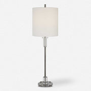 Uttermost Aurelia Polished Nickel Buffet Lamp With White Linen Shade
