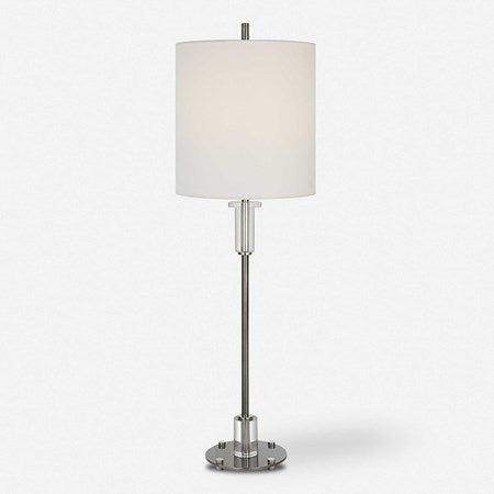 Uttermost Aurelia Polished Nickel Buffet Lamp With White Linen Shade