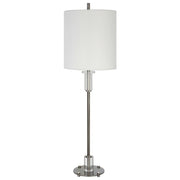 Uttermost Aurelia Polished Nickel Buffet Lamp With White Linen Shade