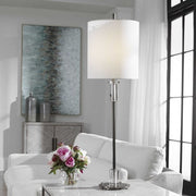 Uttermost Aurelia Polished Nickel Buffet Lamp With White Linen Shade