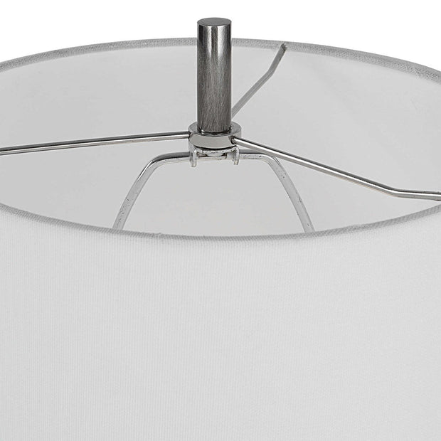 Uttermost Aurelia Polished Nickel Buffet Lamp With White Linen Shade
