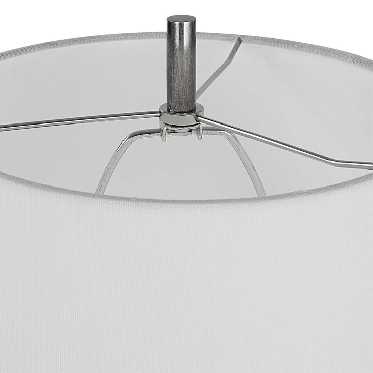 Uttermost Aurelia Polished Nickel Buffet Lamp With White Linen Shade