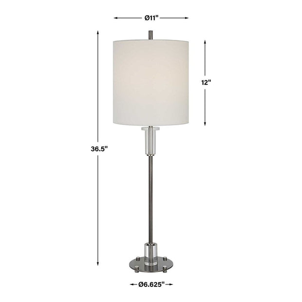 Uttermost Aurelia Polished Nickel Buffet Lamp With White Linen Shade