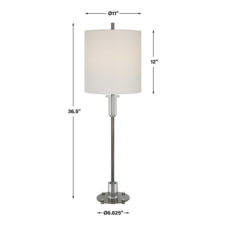 Uttermost Aurelia Polished Nickel Buffet Lamp With White Linen Shade