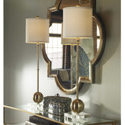 Uttermost Laton Brushed Brass Buffet Lamp With Linen Shade