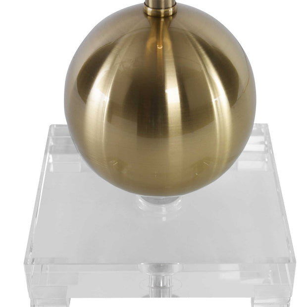 Uttermost Laton Brushed Brass Buffet Lamp With Linen Shade