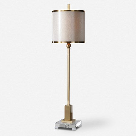 Uttermost Villena Brushed Brass Buffet Lamp With Golden Champagne Shade