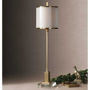 Uttermost Villena Brushed Brass Buffet Lamp With Golden Champagne Shade