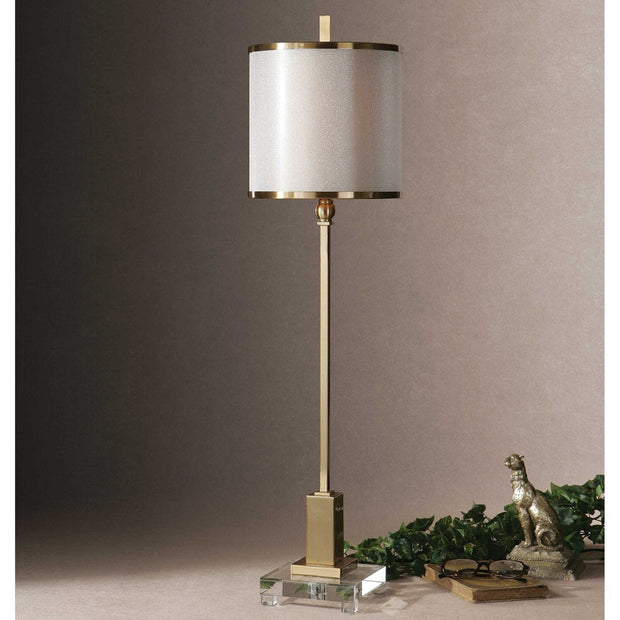 Uttermost Villena Brushed Brass Buffet Lamp With Golden Champagne Shade