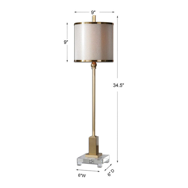 Uttermost Villena Brushed Brass Buffet Lamp With Golden Champagne Shade