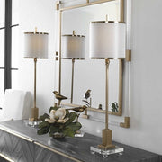 Uttermost Villena Brushed Brass Buffet Lamp With Golden Champagne Shade