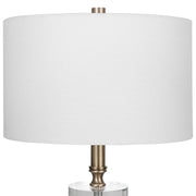 Uttermost Maud Agee Black and Antiqued Brass Table Lamp With White Linen Shade