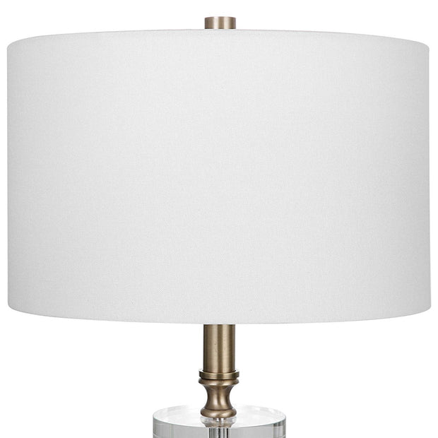 Uttermost Maud Agee Black and Antiqued Brass Table Lamp With White Linen Shade