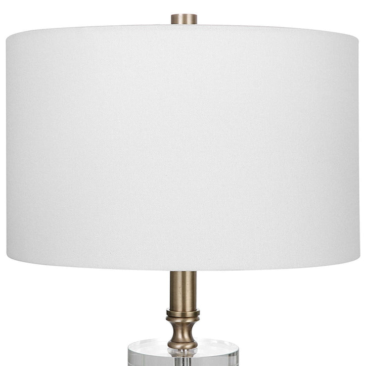 Uttermost Maud Agee Black and Antiqued Brass Table Lamp With White Linen Shade