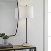Uttermost Ciara Black Metal and Crystal Buffet Lamp With White Linen Shade
