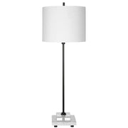 Uttermost Ciara Black Metal and Crystal Buffet Lamp With White Linen Shade