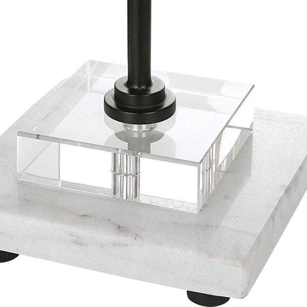 Uttermost Ciara Black Metal and Crystal Buffet Lamp With White Linen Shade