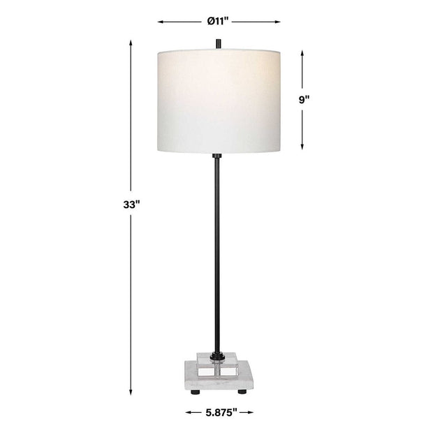 Uttermost Ciara Black Metal and Crystal Buffet Lamp With White Linen Shade