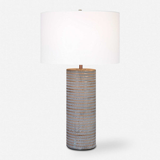Uttermost Monolith Pewter Gray Table Lamp With White Shade