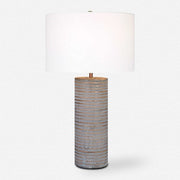 Uttermost Monolith Pewter Gray Table Lamp With White Shade