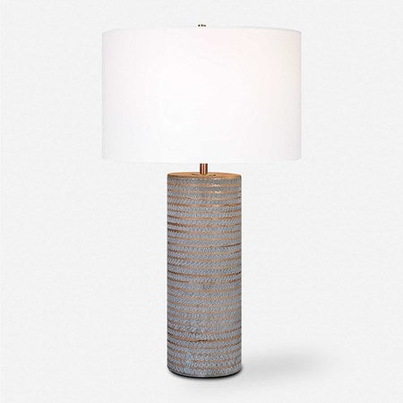 Uttermost Monolith Pewter Gray Table Lamp With White Shade