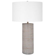 Uttermost Monolith Pewter Gray Table Lamp With White Shade