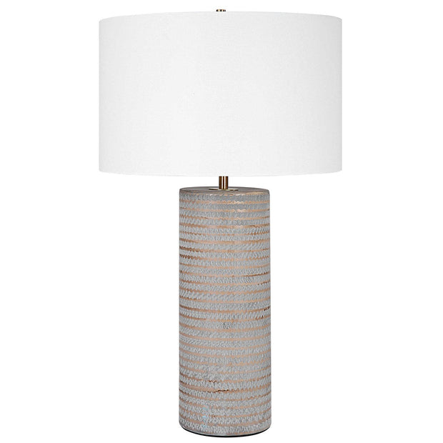 Uttermost Monolith Pewter Gray Table Lamp With White Shade