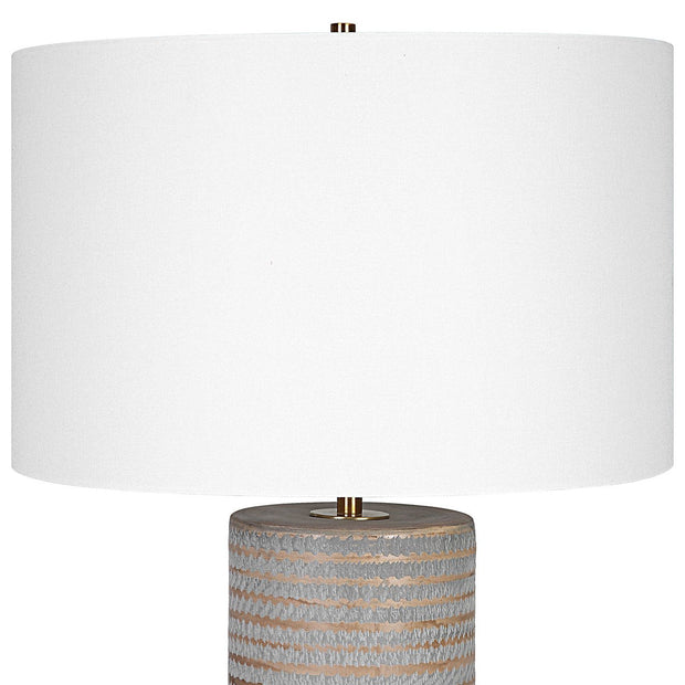 Uttermost Monolith Pewter Gray Table Lamp With White Shade