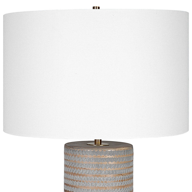 Uttermost Monolith Pewter Gray Table Lamp With White Shade