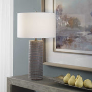 Uttermost Monolith Pewter Gray Table Lamp With White Shade