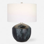 Uttermost Highlands Deep Emerald Green Glazed Ceramic Table Lamp With White Shade