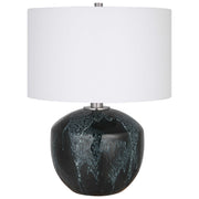 Uttermost Highlands Deep Emerald Green Glazed Ceramic Table Lamp With White Shade